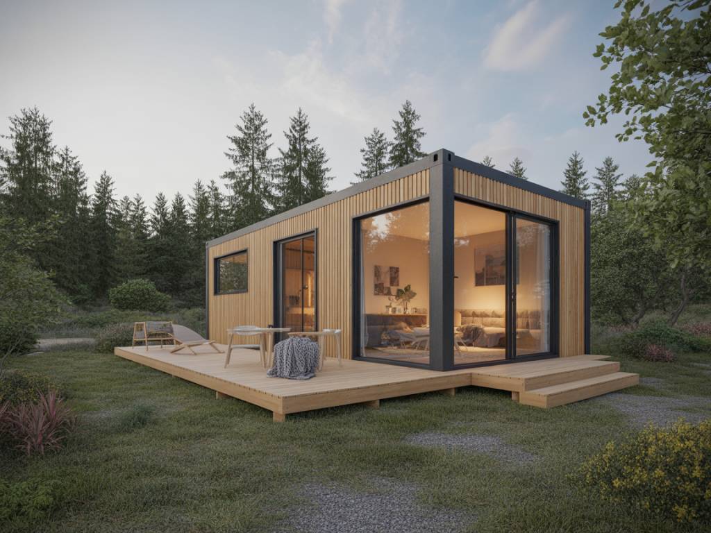 Skandinavisch inspiriertes design für moderne containerhäuser mit holz, farben und lichtkonzepten