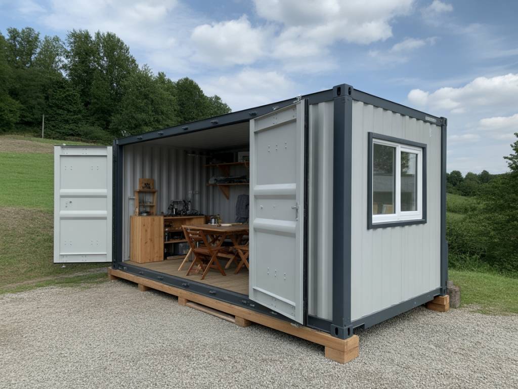 10 foot container als basis für kleines containerhaus, lager oder mobile werkstatt
